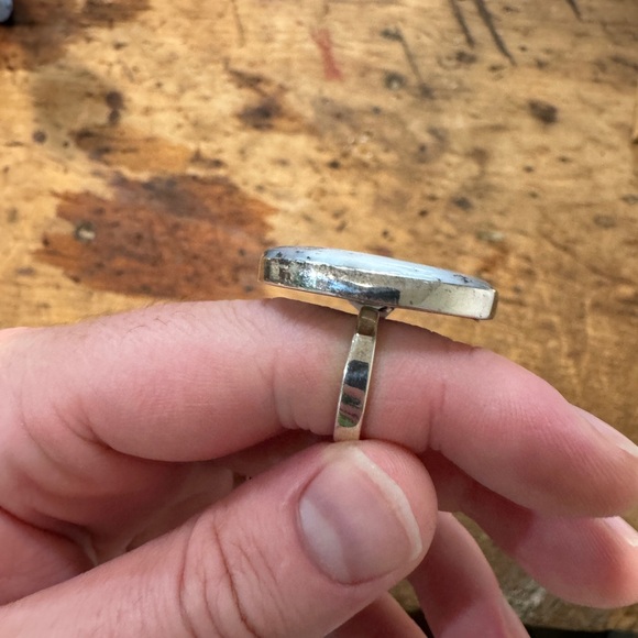 Oval Stone Ring with Silver Band - Picture 2 of 2
